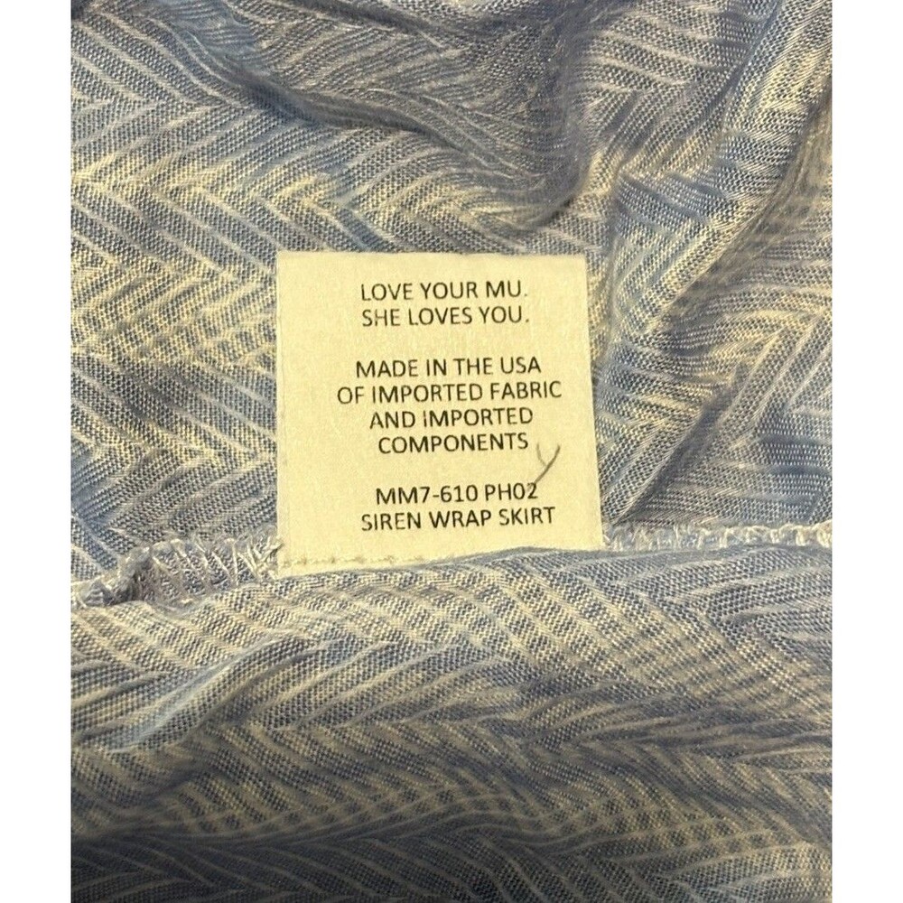 Show Me Your Mumu Siren Wrap Skirt Small NWT Sidewalk Stripe Periwinkle Challis - Picture 6 of 6